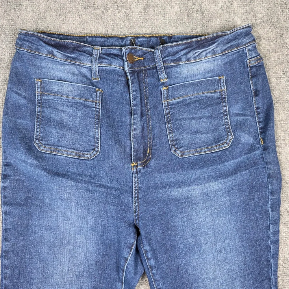Judy Blue Flare Stretch Jeans Womens 15/32 Blue Cotton Blend High Rise 70s Style